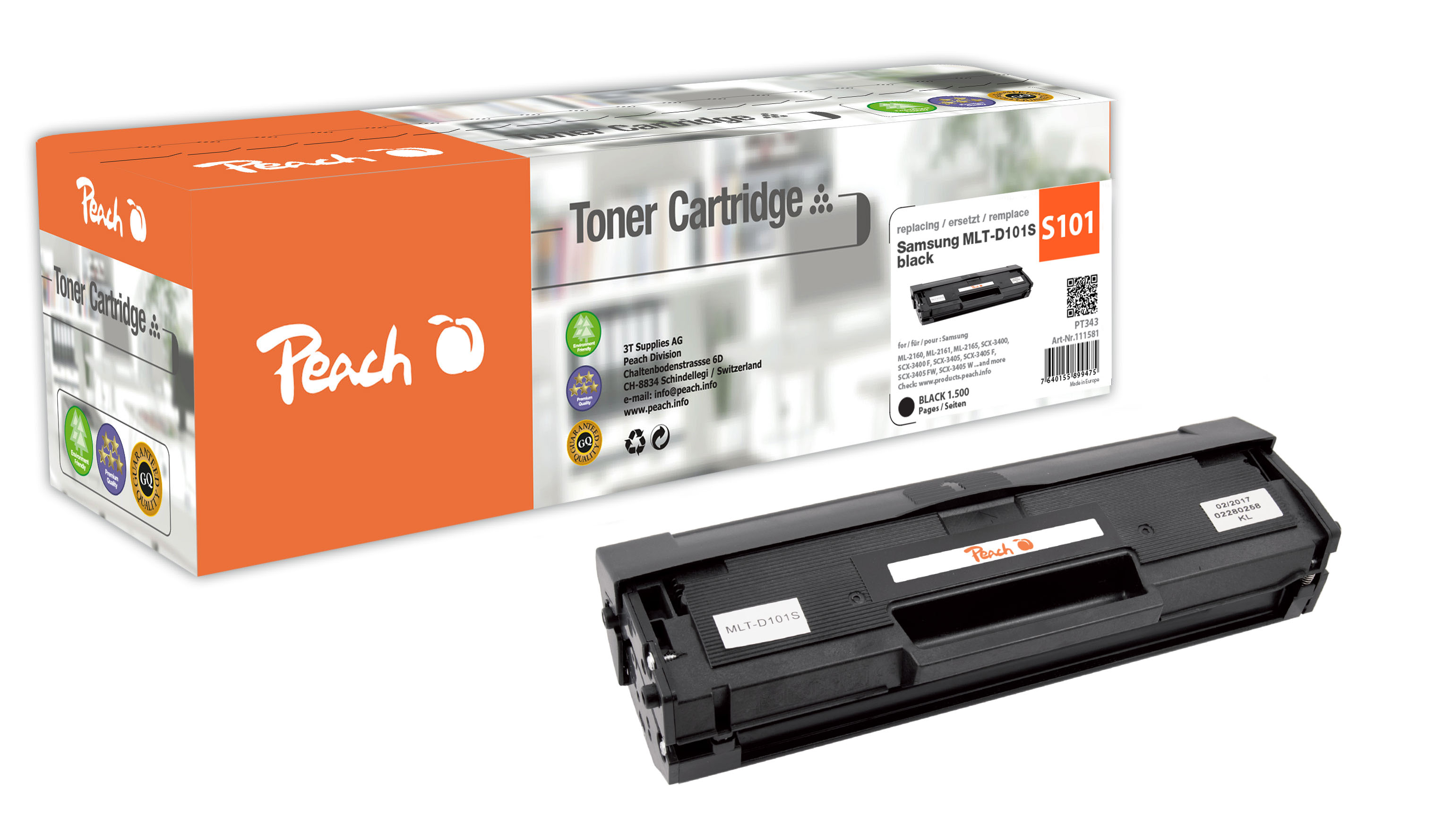 Peach  Tonermodul schwarz kompatibel zu Samsung SCX-3405 FW