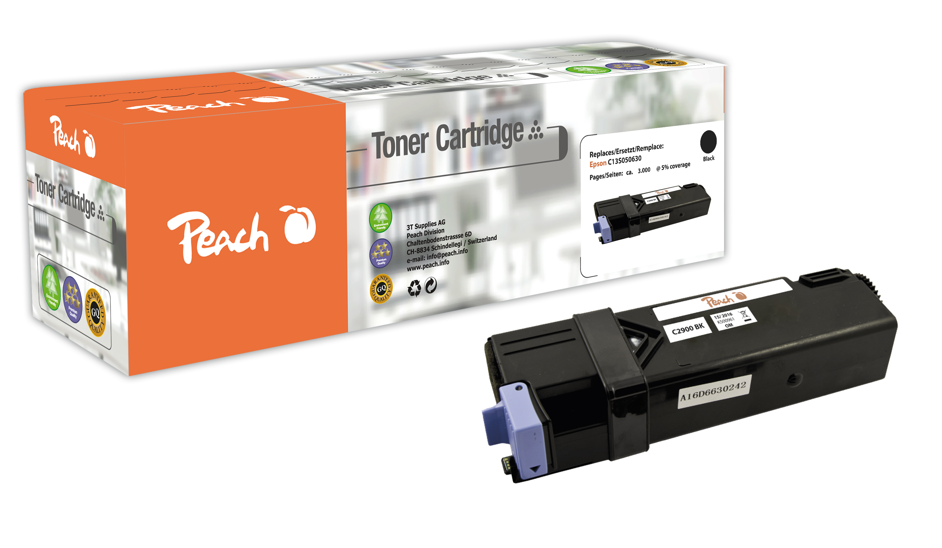 Peach  Tonermodul schwarz kompatibel zu Epson Aculaser C 2900 N