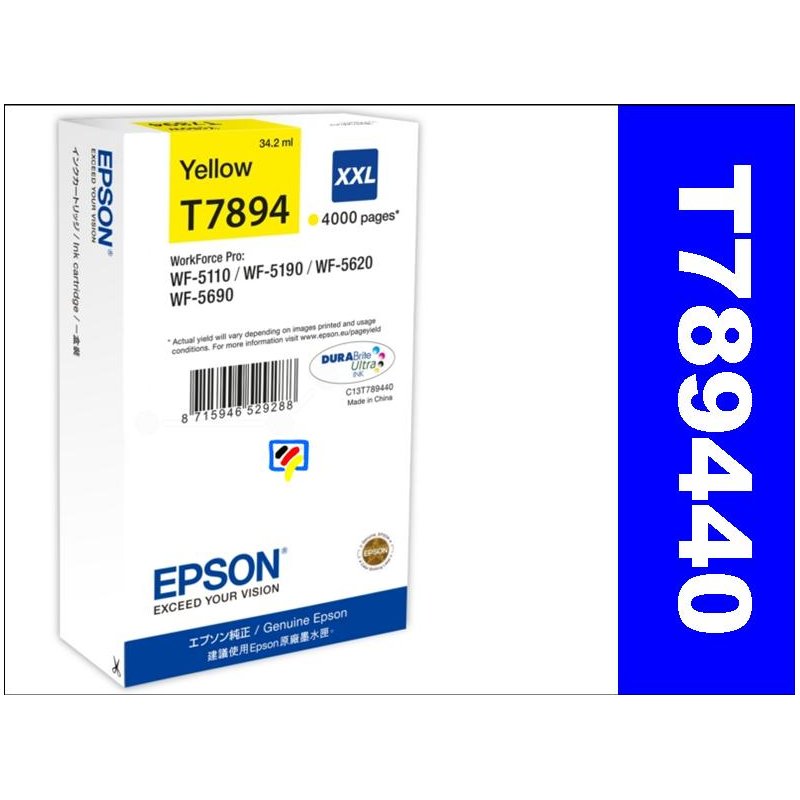 Original  Tintenpatrone XXL gelb Epson WorkForce Pro WF-5190 DW