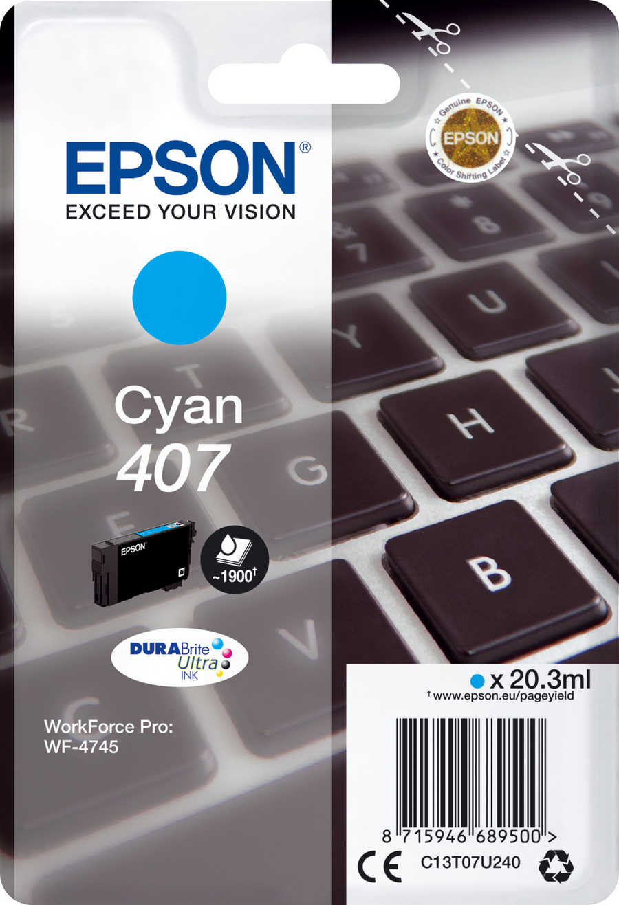 Original  Tintenpatrone cyan Epson WorkForce Pro WF-4745 DTWF