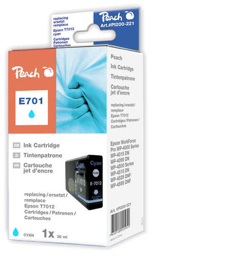 Peach  XL-Tintenpatrone cyan kompatibel zu Epson WorkForce Pro WP-4015 DN