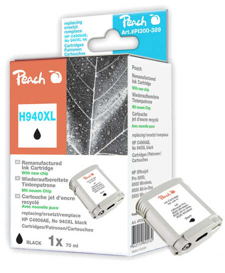Peach  Tintenpatrone schwarz HC kompatibel zu HP OfficeJet Pro 8000 Wireless