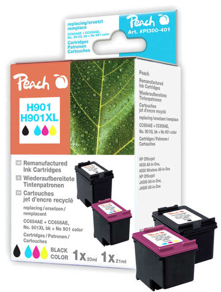 Peach  Spar Pack Druckköpfe kompatibel zu HP OfficeJet J 4535