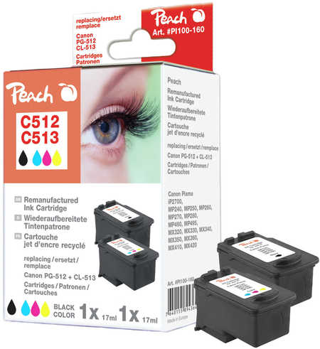 Peach  Spar Pack Druckköpfe kompatibel zu Canon Pixma MP 260