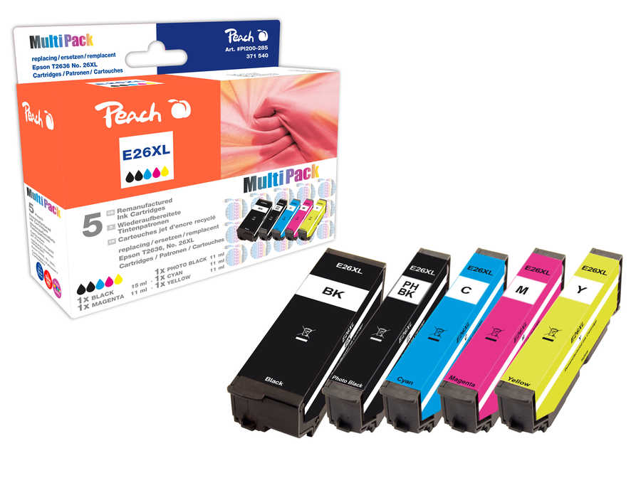 Peach  Spar Pack Tintenpatronen HY kompatibel zu Epson Expression Premium XP-520