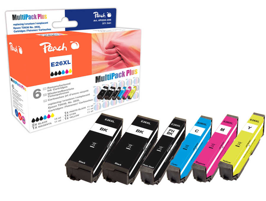 Peach  Spar Pack Plus Tintenpatronen HY kompatibel zu Epson Expression Premium XP-520
