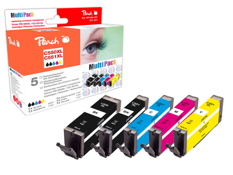 Peach  Spar Pack Tintenpatronen kompatibel zu Canon Pixma IP 8720