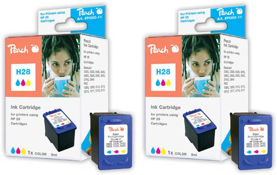 Peach  Doppelpack Druckköpfe color kompatibel zu HP OfficeJet 4105