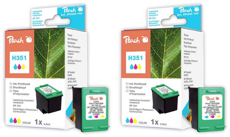 Peach  Doppelpack Druckköpfe color kompatibel zu HP PhotoSmart C 5288