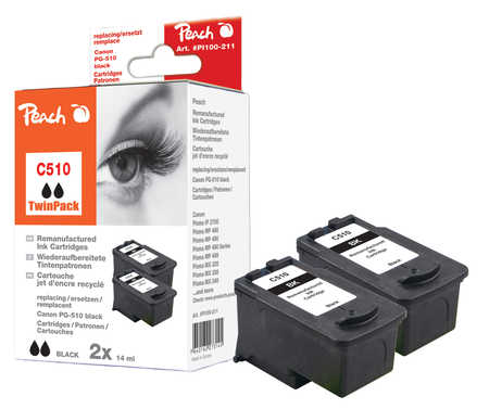 Peach  Doppelpack Druckköpfe schwarz kompatibel zu Canon Pixma MP 260