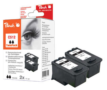 Peach  Doppelpack Druckköpfe schwarz kompatibel zu Canon Pixma MP 260