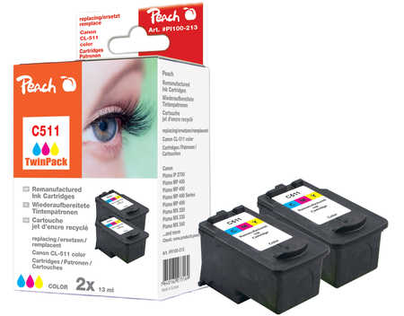Peach  Doppelpack Druckköpfe color kompatibel zu Canon Pixma MP 260
