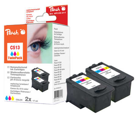 Peach  Doppelpack Druckköpfe color kompatibel zu Canon Pixma MP 260