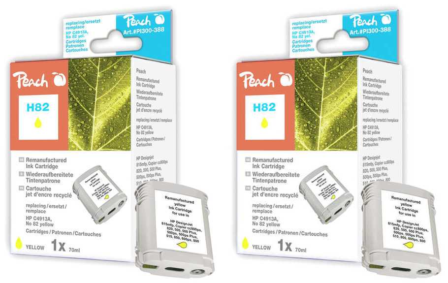 Peach  Doppelpack Tintenpatronen gelb kompatibel zu HP DesignJet 500 Plus 42 Inch