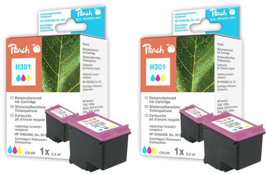 Peach  Doppelpack Druckköpfe color kompatibel zu HP Envy 4502 e-All-in-One