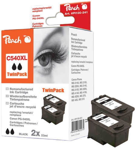 Peach  Doppelpack Tintenpatronen schwarz kompatibel zu Canon Pixma MG 3250