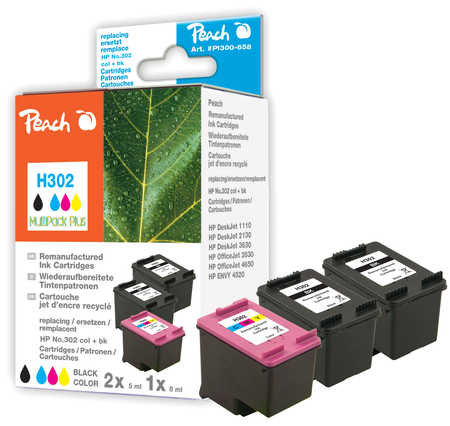 Peach  Spar Pack Plus Druckköpfe kompatibel zu HP DeskJet 2136