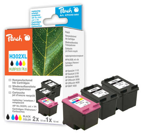 Peach  Spar Pack Plus Druckköpfe kompatibel zu HP DeskJet 2136