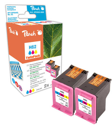Peach  Doppelpack Druckköpfe color kompatibel zu HP Envy 5660 e-All-in-One