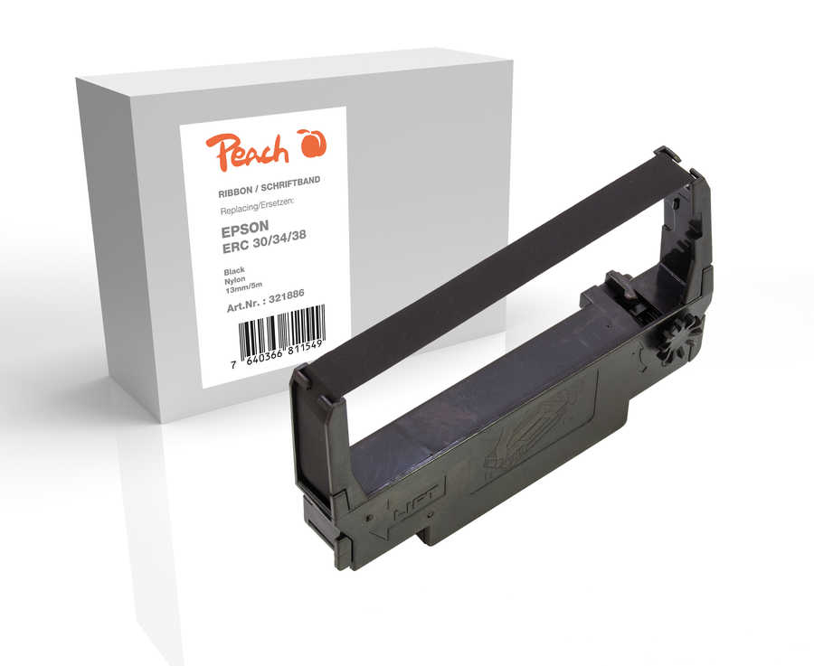 Peach Farbbandkassette kompatibel zu Epson ERC 30/34/38, schwarz, Gr655 