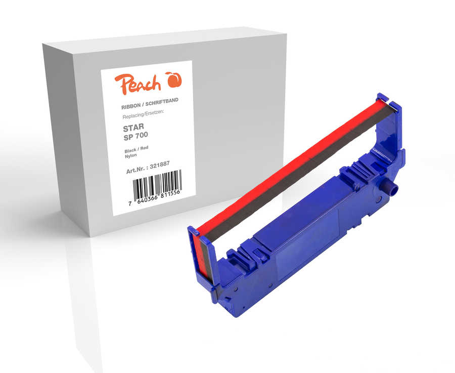 Peach Farbbandkassette kompatibel zu Star SP 700, schwarz/rot, Nylon 