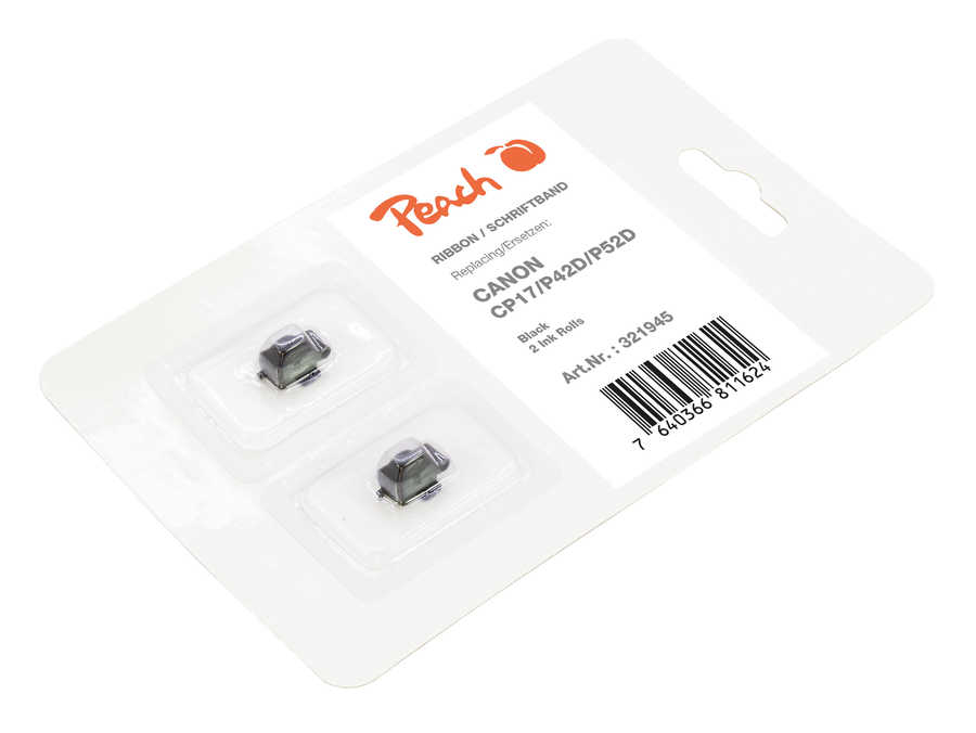 Peach Farbbandkassette kompatibel zu Canon CP17/P42D/P52D , schwarz, 2 Ink Rolls 