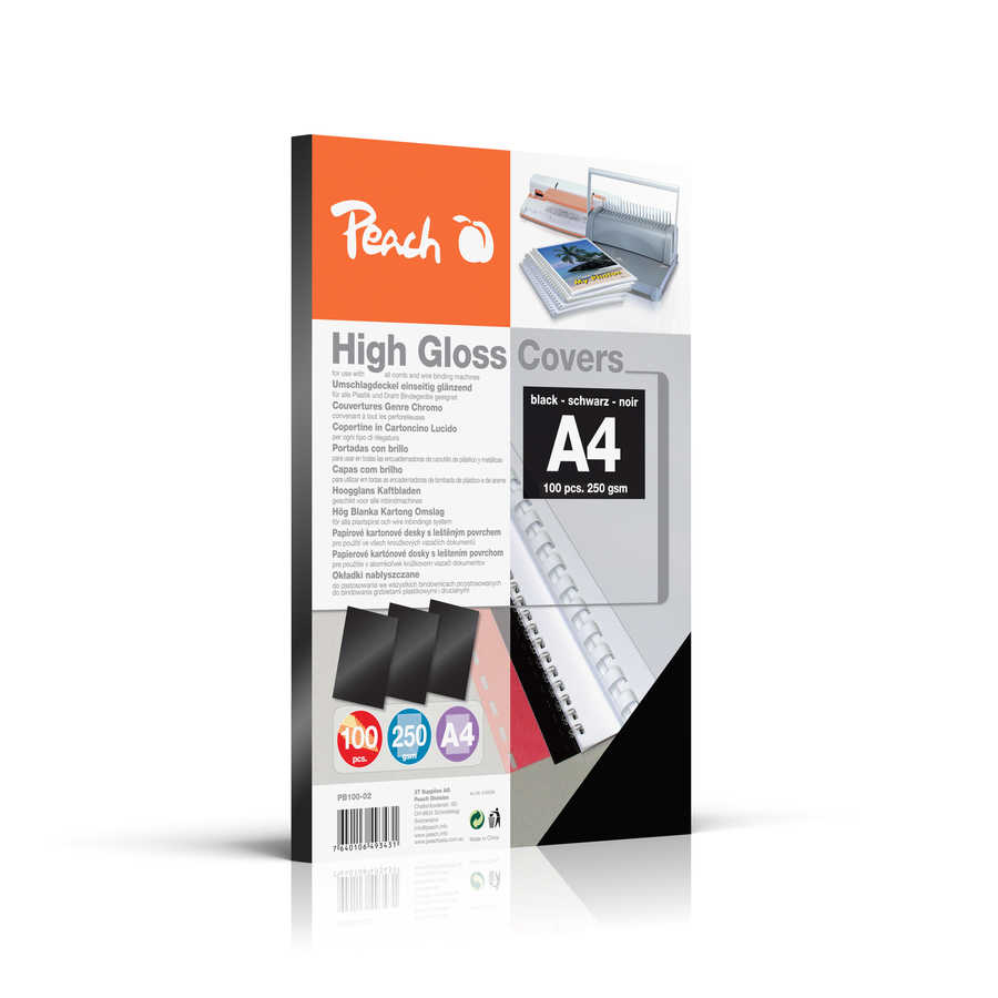Peach  Deckblätter A4 | 250g/m2 | 100 Stück | schwarz | PB100-02 