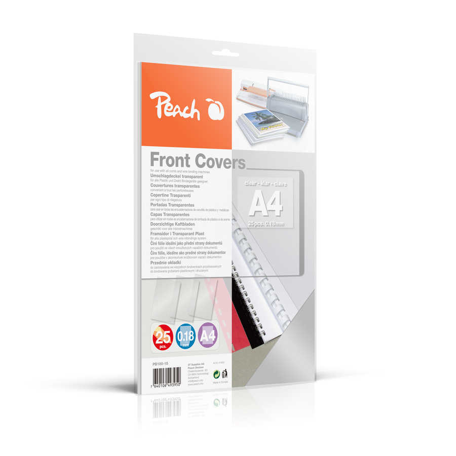 Peach  Deckblätter A4 | 0.18mm | 25 Stück | transparent | PB100-15 