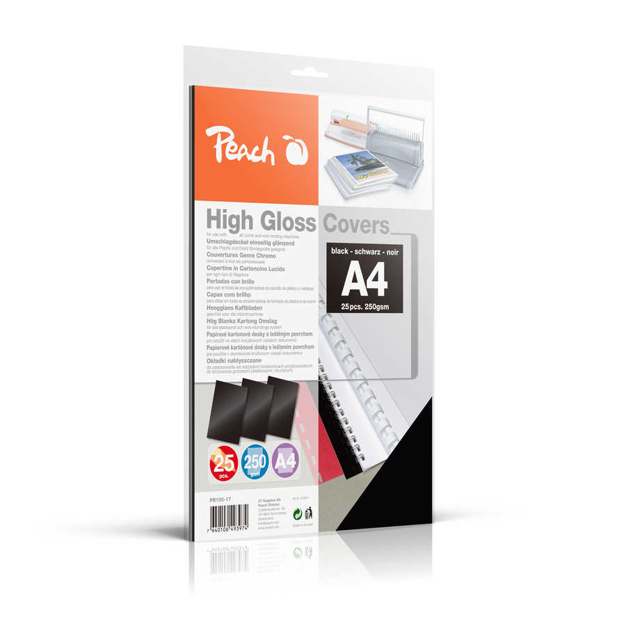 Peach  Deckblätter A4 | 250g/m2 | 25 Stück | schwarz | PB100-17 