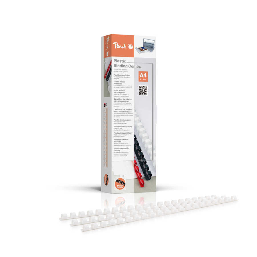 Peach  Binderücken 8mm, für je 45 Blatt A4, weiss, 100 Stück - PB408-01 