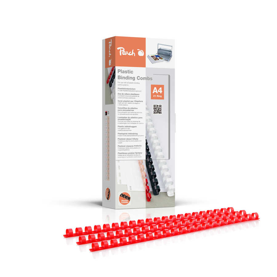 Peach  Plastikbinderücken A4 | 10mm | 65 Blatt | 100 Stück | rot | PB410-03 