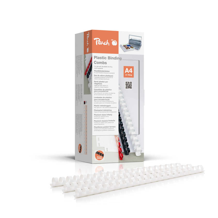 Peach  Binderücken 14mm, für je 125 Blatt A4, weiss, 100 Stück - PB414-01 