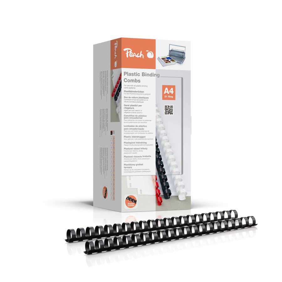 Peach  Plastikbinderücken A4 | 16mm | 145 Blatt | 100 Stück | schwarz | PB416-02 