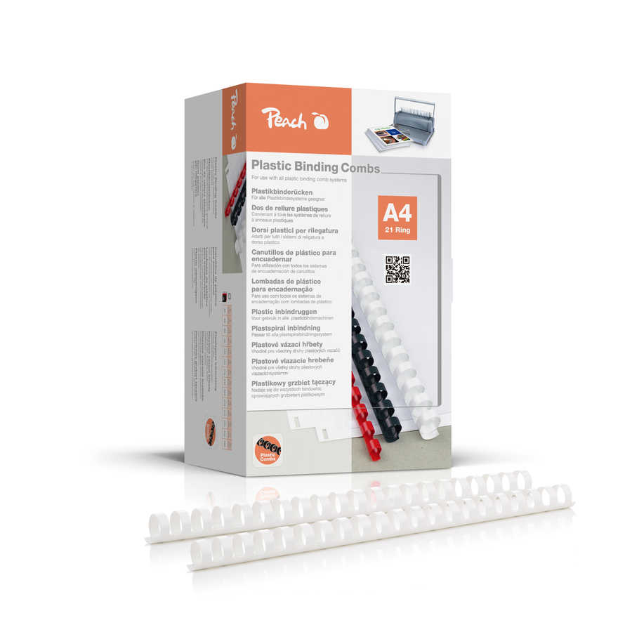 Peach  Plastikbinderücken A4 | 20mm | 175 Blatt | 100 Stück | weiß | PB420-01 