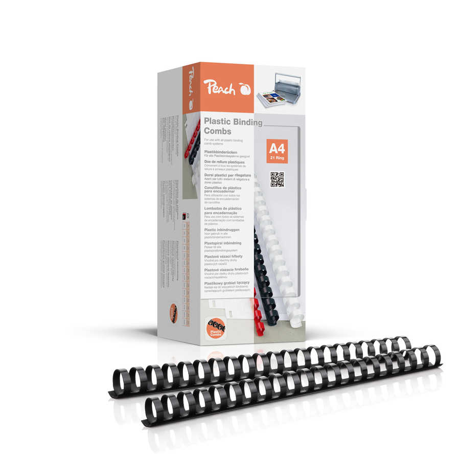 Peach  Plastikbinderücken A4 | 22mm | 210 Blatt | 50 Stück | schwarz | PB422-02 