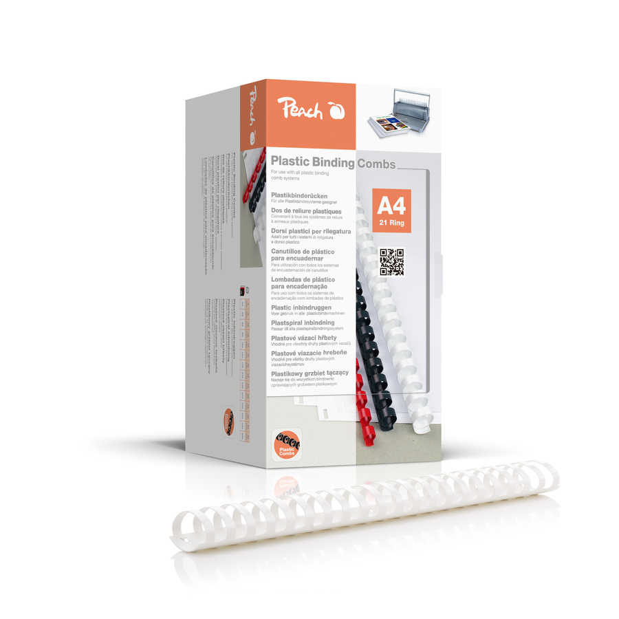 Peach  Plastikbinderücken A4 | 44mm | 440 Blatt | 50 Stück | weiß | PB444-01 