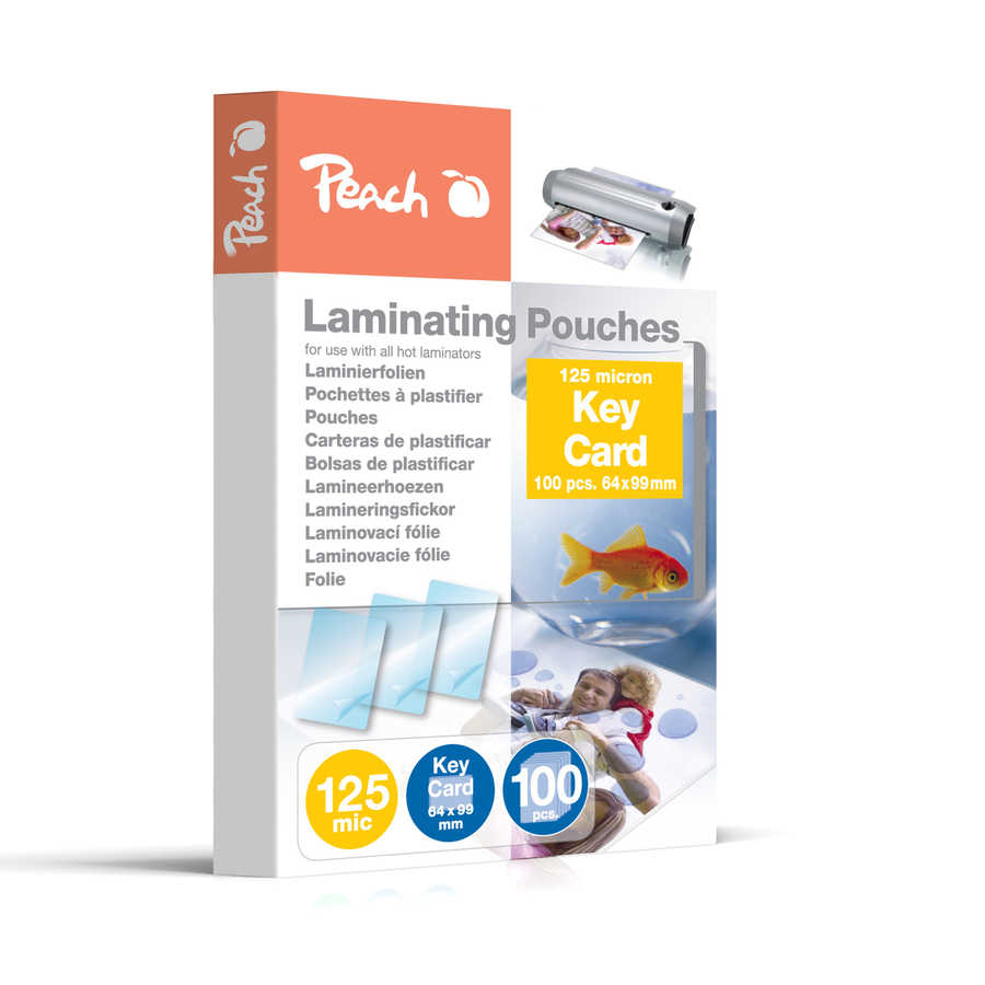 Peach  Laminierfolie 64x99mm Key Card | 125 mic | 100 St. | glänzend | geeignet für alle Laminiergeräte | PP525-09 