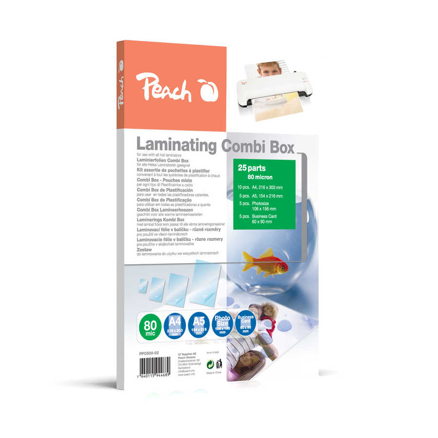 Peach  Laminierfolien 25er Starterset, 80 mic, verschiedene Grössen 