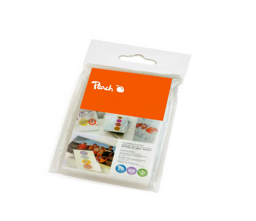 Peach  Laminierfolie 65x108mm Gepäckanhänger | 125 mic | 25 St. | glänzend | geeignet für alle Laminiergeräte | PPR525-11 