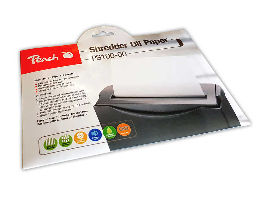 Peach  Aktenvernichter Service Kit | 12 Ölpapiere Schmiermittelblätter | Aktenvernichterpflege | für hohe Schneidleistung | Einfache Handhabung | PS100-00  