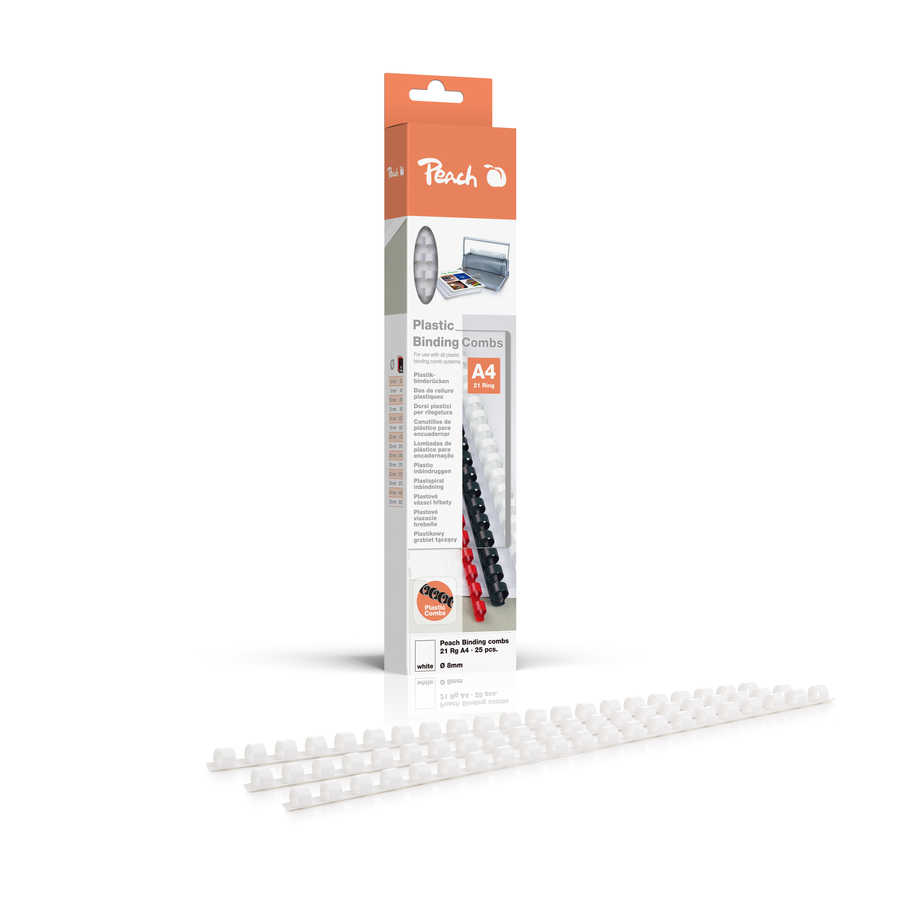 Peach  Plastikbinderücken A4 | 8mm | 45 Blatt | 25 Stück | schwarz | R-PB408-01 