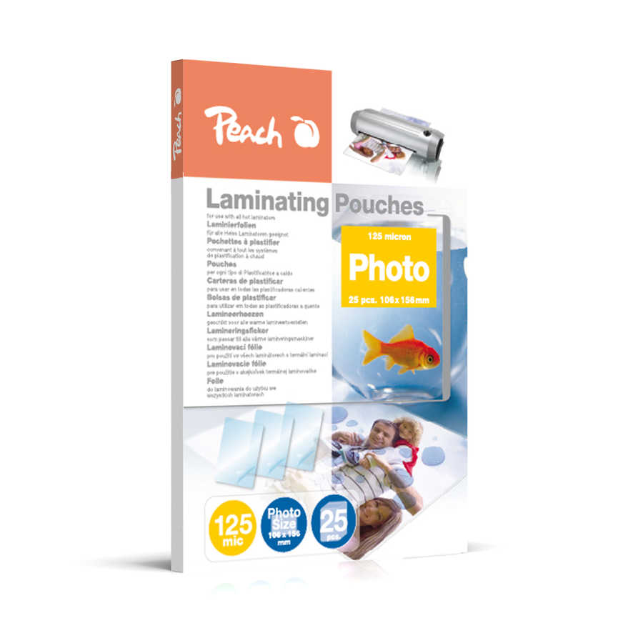 Peach  Laminierfolie 106x156mm Foto | 125 mic | 25 St. | glänzend | geeignet für alle Laminiergeräte | S-PP525-20 