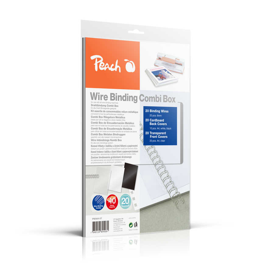 Peach  Drahtbindeset für 20 Dokumente | 60-teilig | 6mm | 45 Blatt | PW064-07 