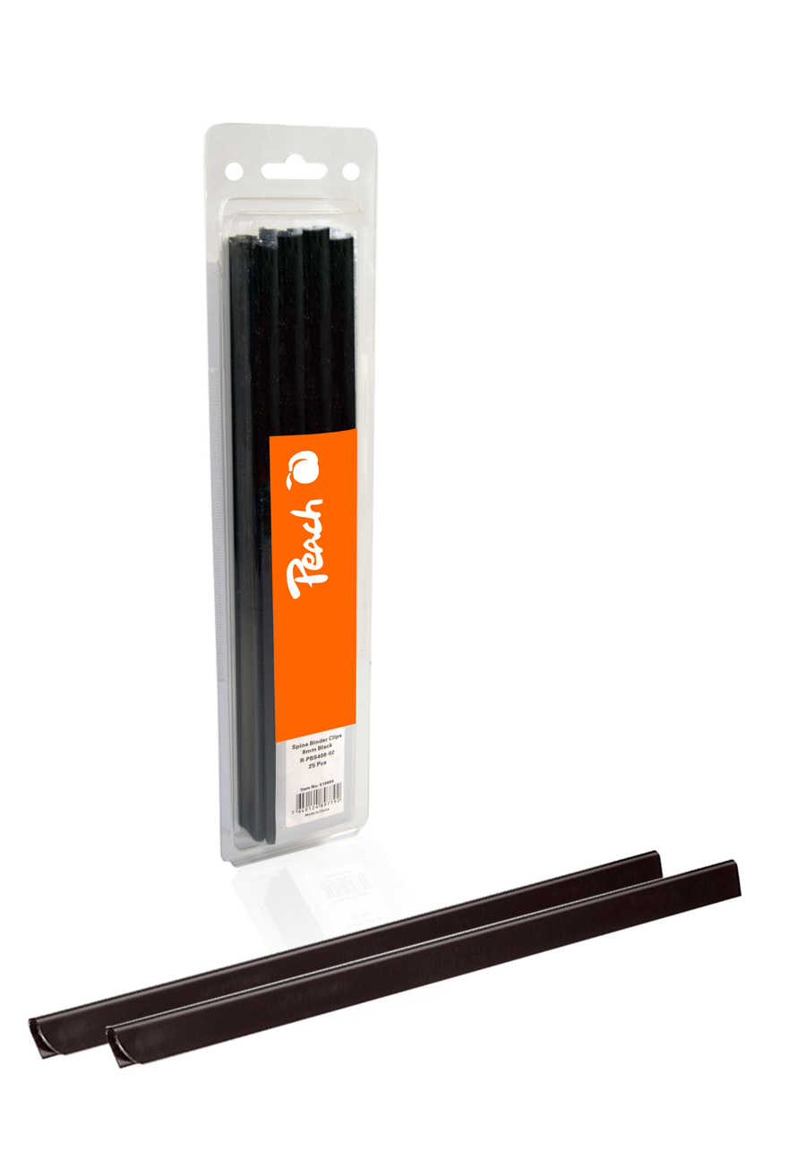 Peach  Plastik Klemmschienen A4 | 8mm | schwarz | 25 Stk. | R-PBS408-02 