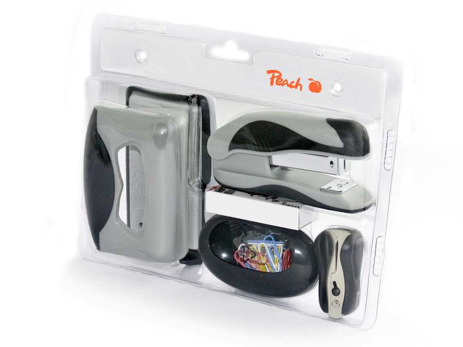 Peach  Bürobedarfset, schwarz, 6-teilig 