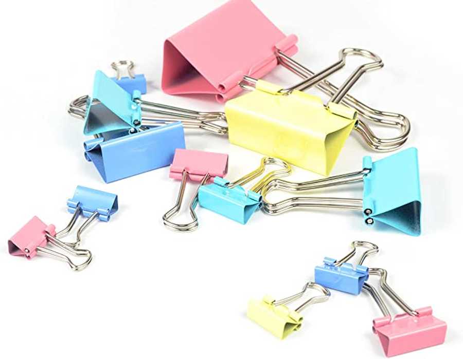 Peach  Vielzweck-Klammern | 100 Clips in verschiedenen Größen farbig assortiert | für Haushalt, Büro und Technik | PO111 