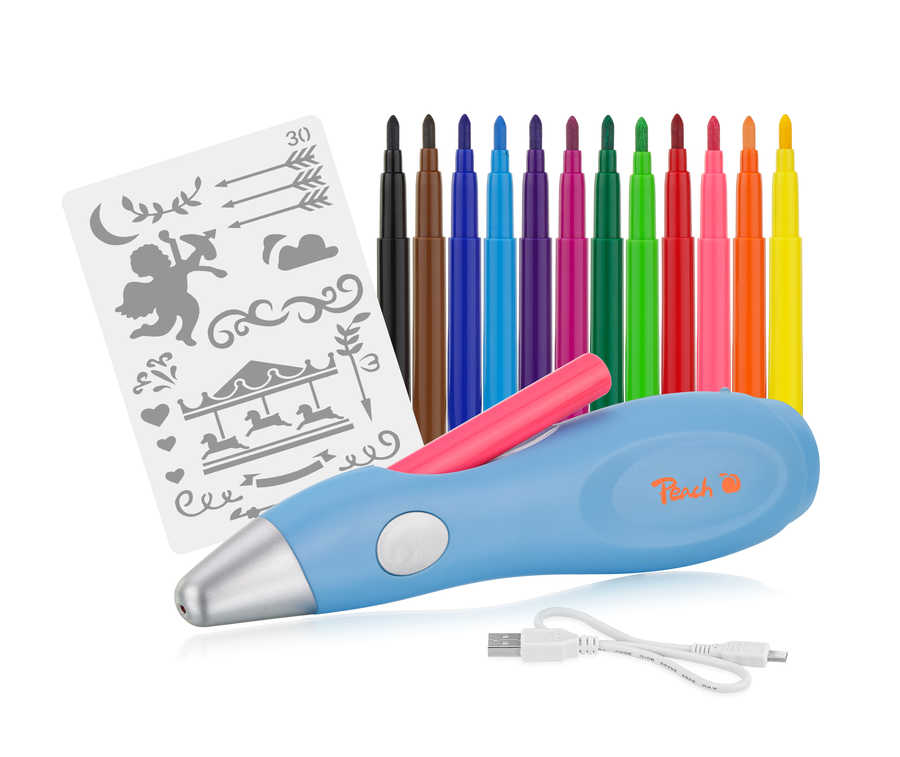 Peach  elektrischer Airbrush Stift | 12 Farben | inkl. mehr als 70 Vorlagen | PO150 