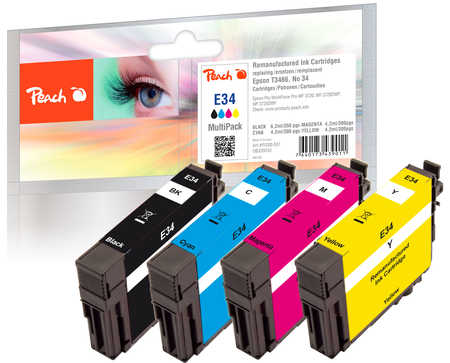 Peach  Spar Pack Tintenpatronen kompatibel zu Epson WorkForce Pro WF-3700 Series