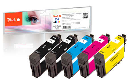 Peach  Spar Pack Plus Tintenpatronen kompatibel zu Epson WorkForce Pro WF-3700 Series