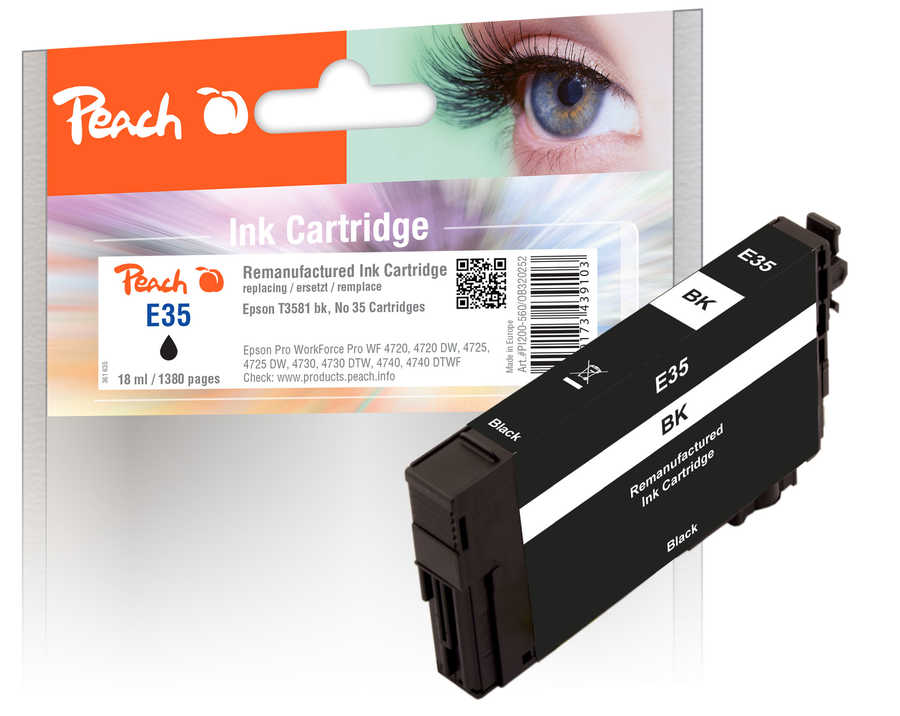 Peach  Tintenpatrone schwarz kompatibel zu Epson WorkForce Pro WF-4740 DTWF